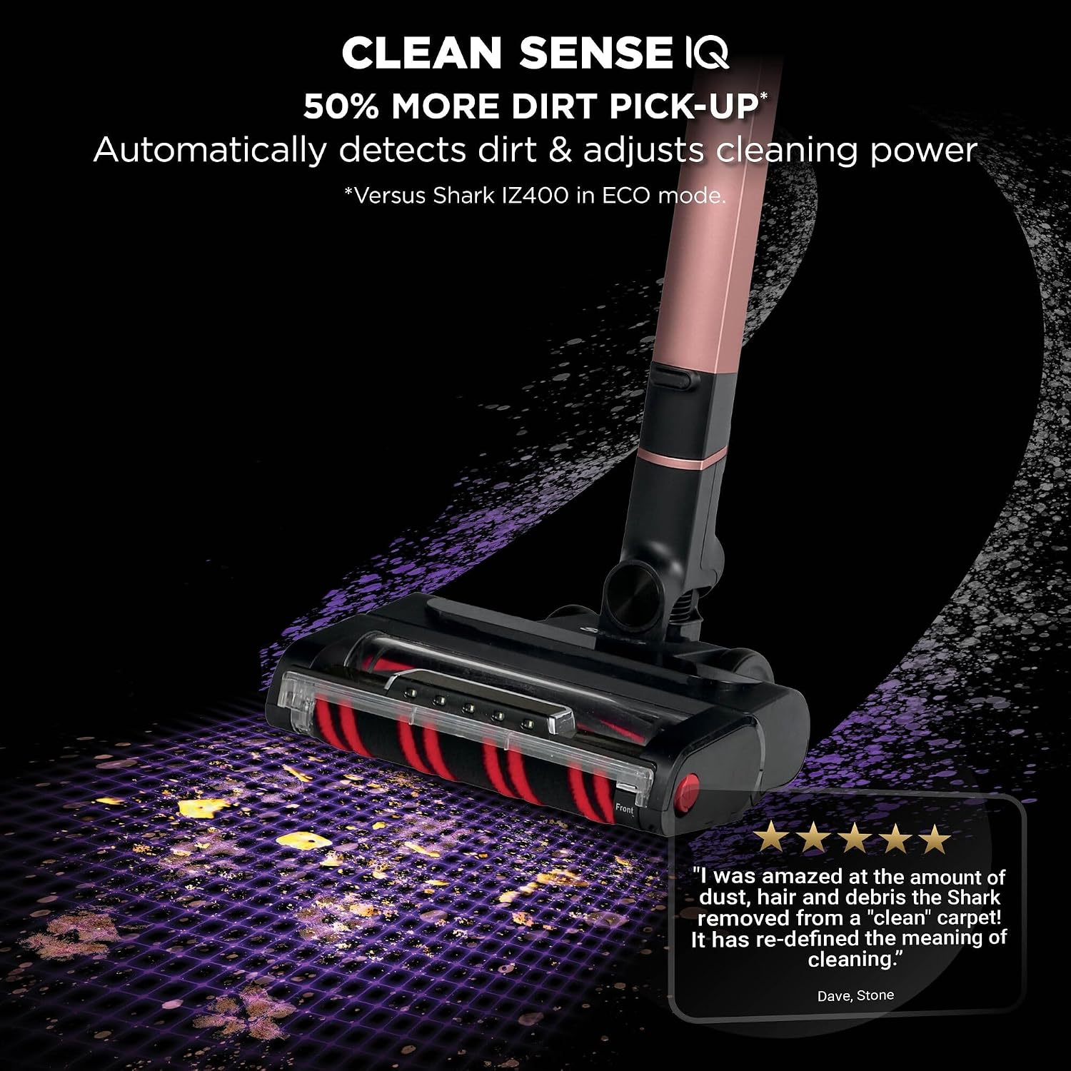 Shark Stratos Cordless Stick Vacuum Cleaner, Charcoal/Rose Gold IZ400UK